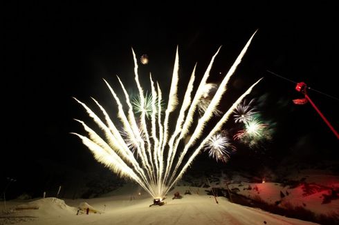 Feuerwerk im schnee